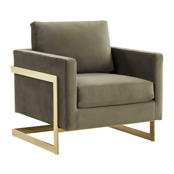 Kd Americana Lincoln Velvet Accent Armchair with Gold Frame, Dark Grey KD3026960